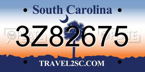 3Z82675 South Carolina License Plate