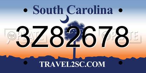 3Z82678 South Carolina License Plate