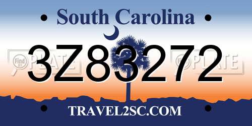 3Z83272 South Carolina License Plate