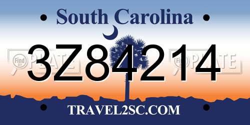 3Z84214 South Carolina License Plate