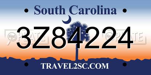 3Z84224 South Carolina License Plate