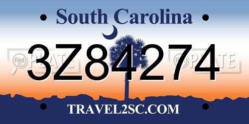 3Z84274 South Carolina License Plate