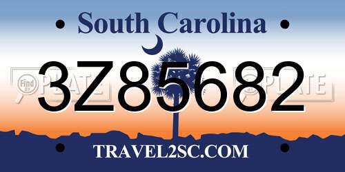 3Z85682 South Carolina License Plate