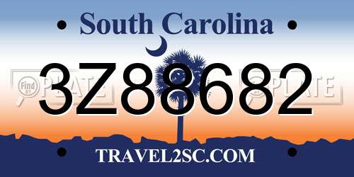 3Z88682 South Carolina License Plate