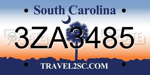 3ZA3485 South Carolina License Plate