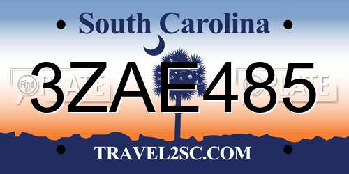 3ZAE485 South Carolina License Plate