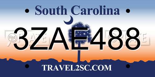 3ZAE488 South Carolina License Plate