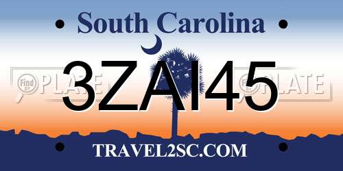 3ZAI45 South Carolina License Plate