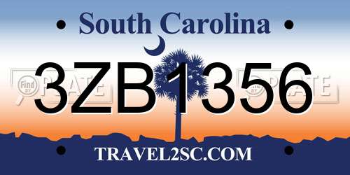 3ZB1356 South Carolina License Plate