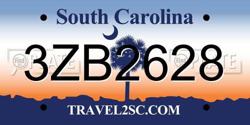 3ZB2628 South Carolina License Plate