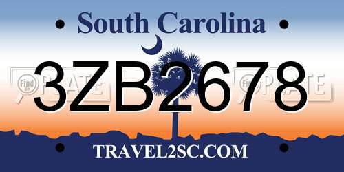 3ZB2678 South Carolina License Plate