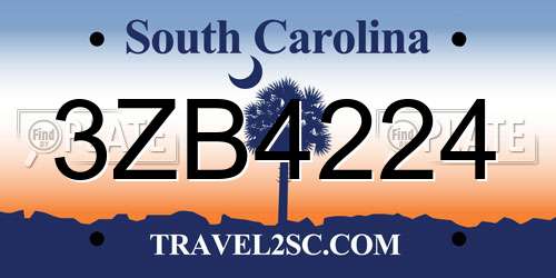 3ZB4224 South Carolina License Plate