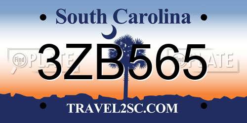 3ZB565 South Carolina License Plate