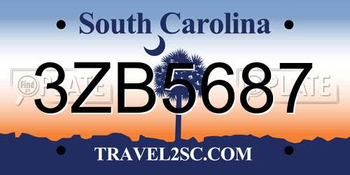 3ZB5687 South Carolina License Plate
