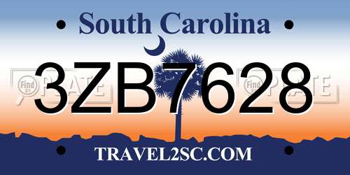 3ZB7628 South Carolina License Plate
