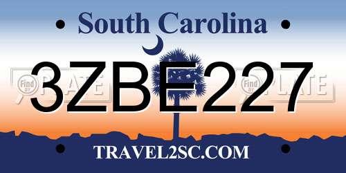 3ZBE227 South Carolina License Plate