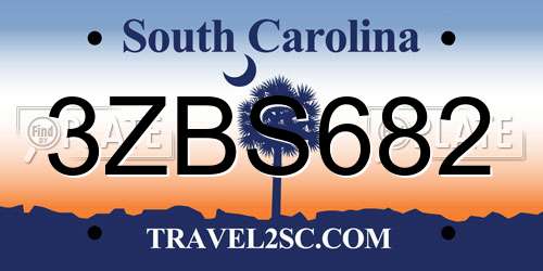3ZBS682 South Carolina License Plate