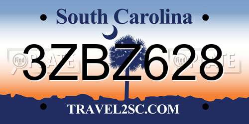 3ZBZ628 South Carolina License Plate