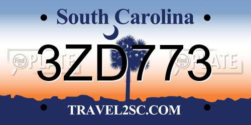 3ZD773 South Carolina License Plate