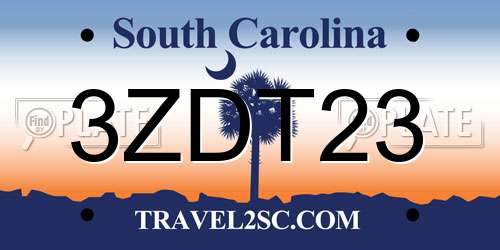 3ZDT23 South Carolina License Plate