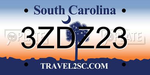 3ZDZ23 South Carolina License Plate