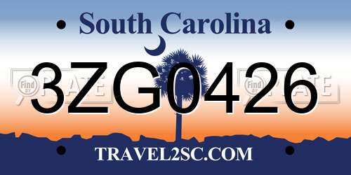 3ZG0426 South Carolina License Plate
