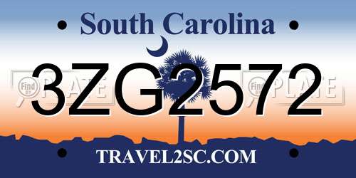 3ZG2572 South Carolina License Plate