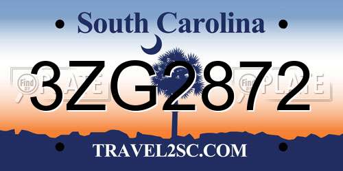 3ZG2872 South Carolina License Plate
