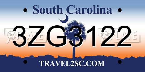 3ZG3122 South Carolina License Plate