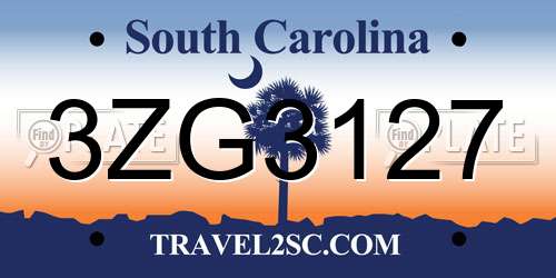3ZG3127 South Carolina License Plate