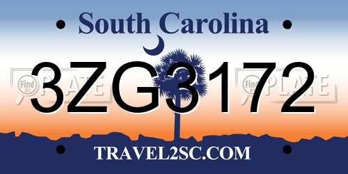 3ZG3172 South Carolina License Plate
