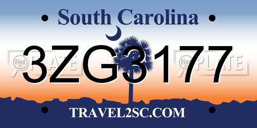3ZG3177 South Carolina License Plate