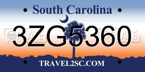 3ZG5360 South Carolina License Plate