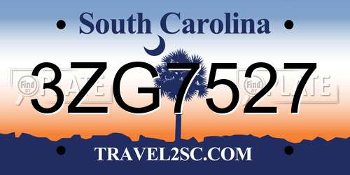 3ZG7527 South Carolina License Plate