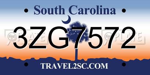 3ZG7572 South Carolina License Plate