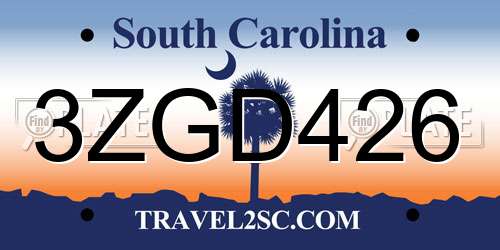 3ZGD426 South Carolina License Plate
