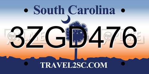 3ZGD476 South Carolina License Plate