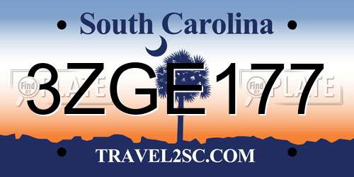 3ZGE177 South Carolina License Plate
