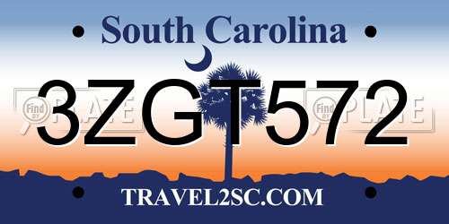 3ZGT572 South Carolina License Plate