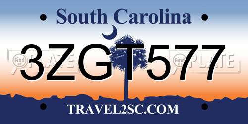 3ZGT577 South Carolina License Plate