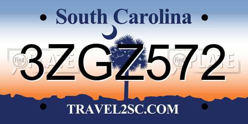 3ZGZ572 South Carolina License Plate