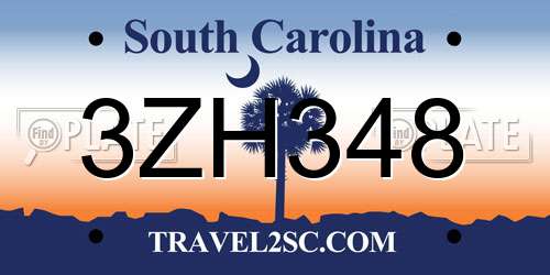 3ZH348 South Carolina License Plate