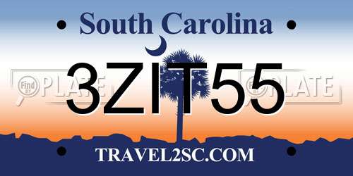 3ZIT55 South Carolina License Plate