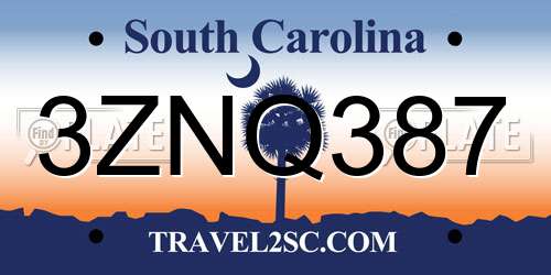3ZNQ387 South Carolina License Plate