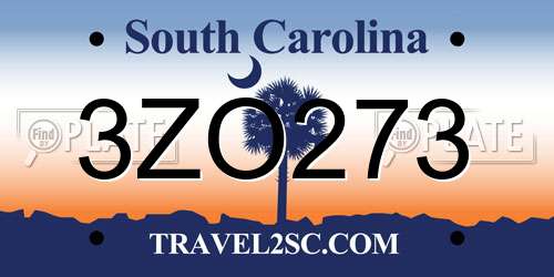 3ZO273 South Carolina License Plate
