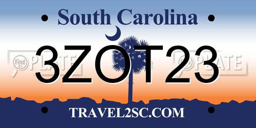 3ZOT23 South Carolina License Plate