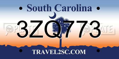 3ZQ773 South Carolina License Plate