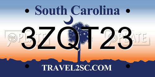 3ZQT23 South Carolina License Plate
