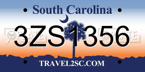 3ZS1356 South Carolina License Plate
