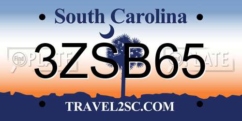 3ZSB65 South Carolina License Plate